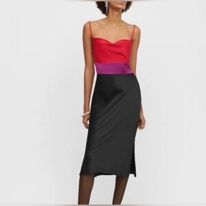 Express Red, Pink, and Black Midi Skirt